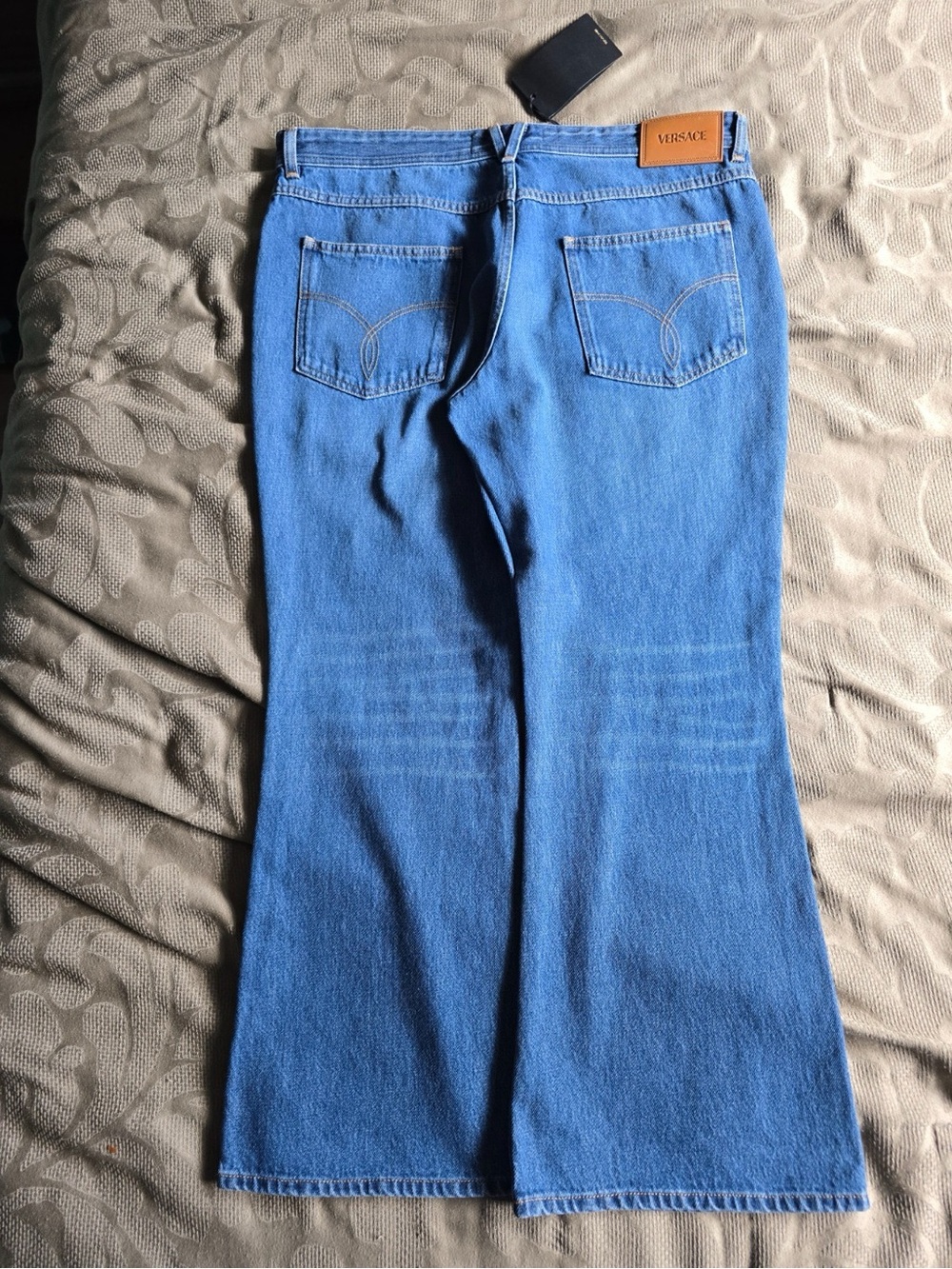 BRAND NEW WOMEN VERSACE JEANS BOOTCUT JEANS EMBROIDERED SIZE 34 ITALY